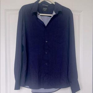 Nordstrom Dark Blue Silky Button Down Shirt